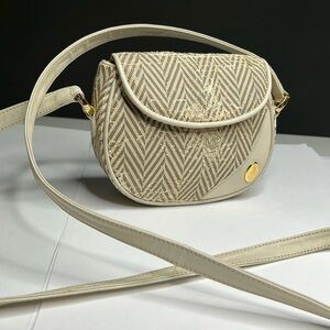 Vintage Mark Cross Chevron Print Leather Crossbody Bag